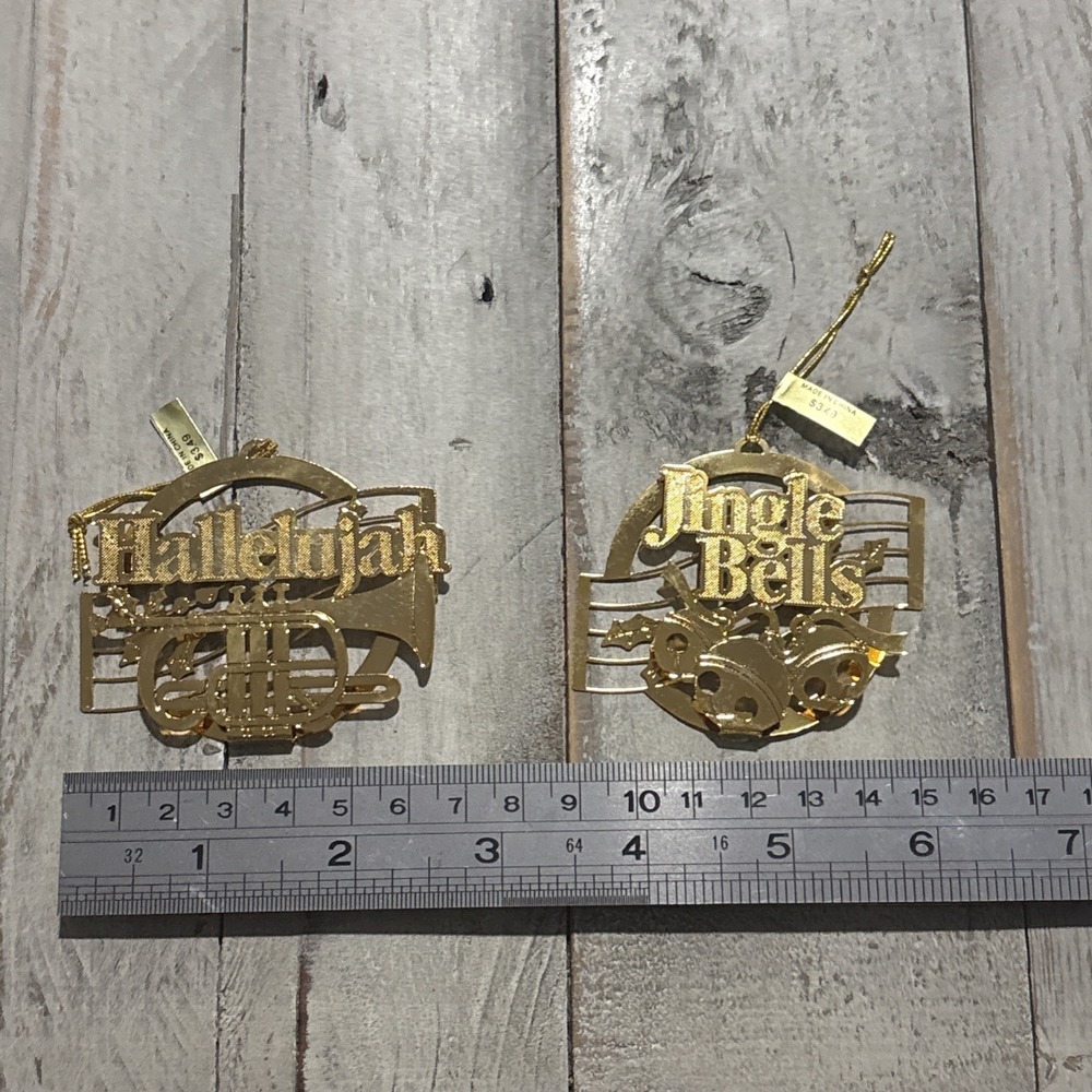 Hallmark 3-D Brass Christmas Song Ornaments 1988 Vintage, 4 Lot - NEW - Picture 4 of 11